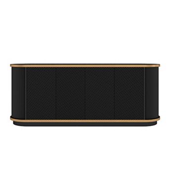 Trikiousd Curved Sideboard Entryway Floor Cabinet TV Cabinet Faux Marble-Top Console Table