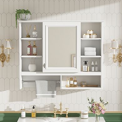 Trikiousd Wall Mounted Bathroom Storage Cabinet with Mirror, 2-in-1 Mirror Cabinet
