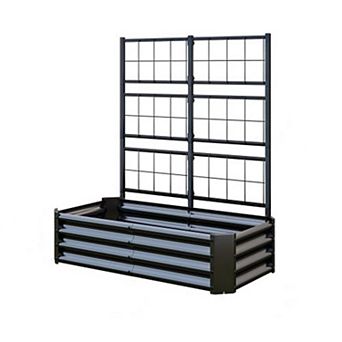 Trikiousd 4x2x1FT Galvanized Raised Garden Bed Arch Trellis Planter Box