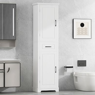 Trikiousd Freestanding Storage Cabinet Tall Bathroom Organizer Cabinet with Door Shelves