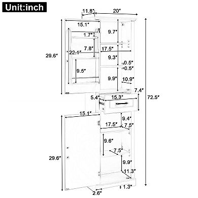 Trikiousd Freestanding Storage Cabinet Tall Bathroom Organizer Cabinet with Door Shelves