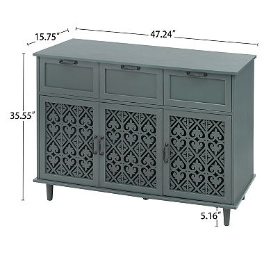 Trikiousd Sideboard Accent Cabinet Carved Entryway Cabinet with 3 Drawers