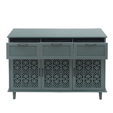 Trikiousd Sideboard Accent Cabinet Carved Entryway Cabinet with 3 Drawers
