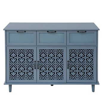Trikiousd Sideboard Accent Cabinet Carved Entryway Cabinet with 3 Drawers