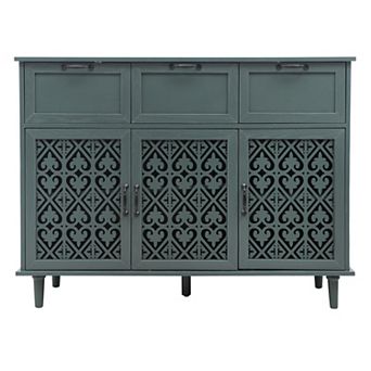 Trikiousd Sideboard Accent Cabinet Carved Entryway Cabinet with 3 Drawers