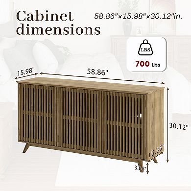 Trikiousd 4-Door Sideboard Storage Cabinet TV Console Table for Living Room Dining Room