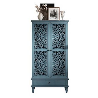 Trikiousd 55" Tall Storage Cabinet Sideboard, Vintage Carved Doors Accent Cabinet Buffet Cabinet