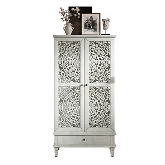 Trikiousd 55" Tall Storage Cabinet Sideboard, Vintage Carved Doors Accent Cabinet Buffet Cabinet