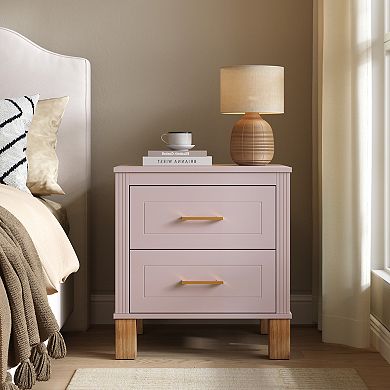 Trikiousd 2 Drawer Nightstand Bedroom Small Bedside Table