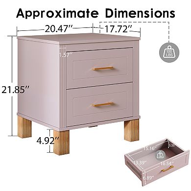 Trikiousd 2 Drawer Nightstand Bedroom Small Bedside Table