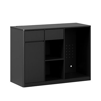 Trikiousd Bar Cabinet Wine Storage Cabinet with Glass Rack, Built-in Charging Station Coffee Station