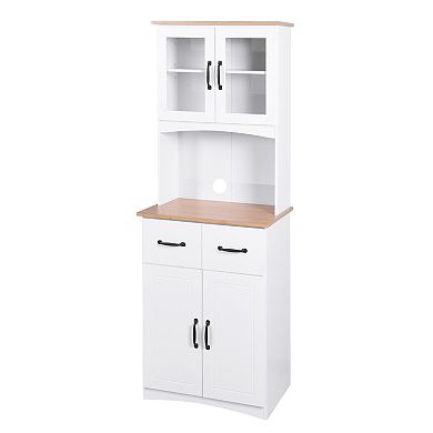 Trikiousd Wooden Kitchen Pantry Cabinet with Microwave Shelf