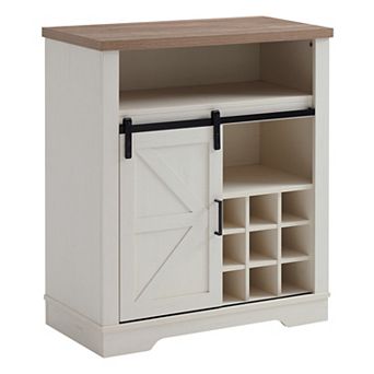 Trikiousd Sliding Barn Door Wine Bar Cabinet with Wine Shelf