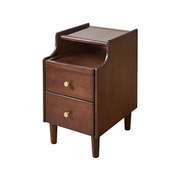 Trikiousd 2 Drawers Nightstand with Pull-out Panel Storage, Bedside Table Sofa Side Table