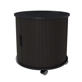 Trikiousd Mid Century Modern Round Nightstand End Table with Charging Station
