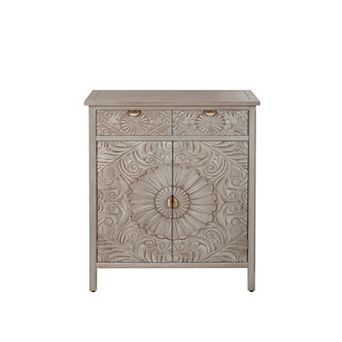 Trikiousd Floral Embossed Sideboard Hand-Carved Accent Cabinet for Entryway Living Dining Room