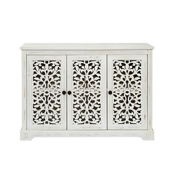 Trikiousd 3-Door Sideboard Buffet Cabinet Carved Entryway Accent Cabinet