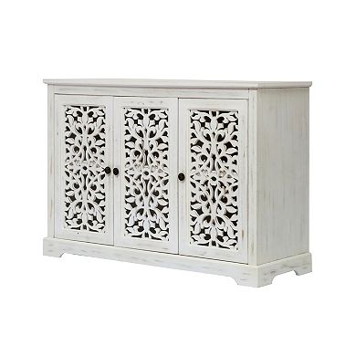 Trikiousd 3-Door Sideboard Buffet Cabinet Carved Entryway Accent Cabinet
