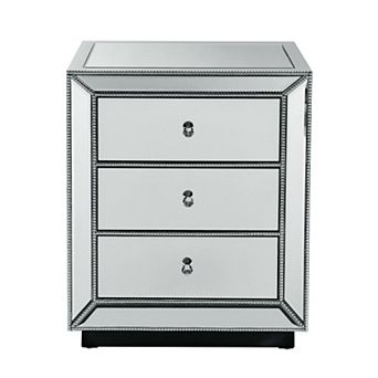 Trikiousd 3-Drawers Mirrored Nightstand with Bead Mirror Finish