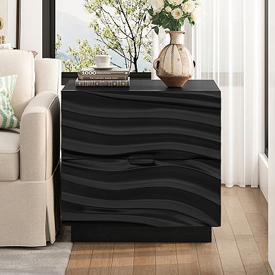 Trikiousd 2 Drawers Nightstand