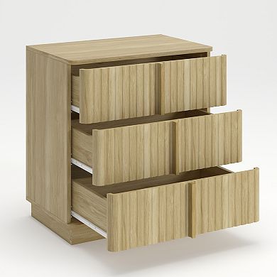 Trikiousd Retro Storage Nightstand 3 Drawer Cabinet Accent Side Table for Bedroom Living Room