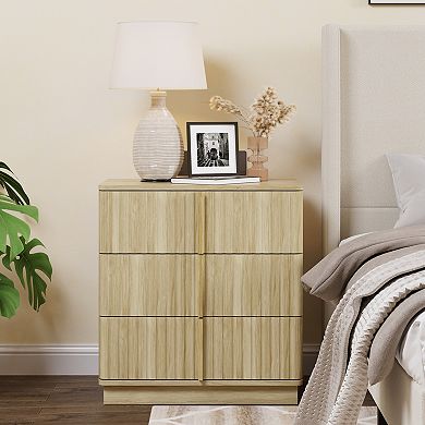 Trikiousd Retro Storage Nightstand 3 Drawer Cabinet Accent Side Table for Bedroom Living Room