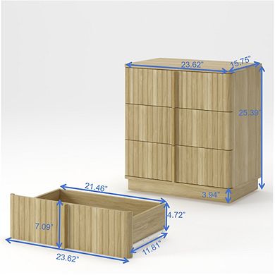 Trikiousd Retro Storage Nightstand 3 Drawer Cabinet Accent Side Table for Bedroom Living Room