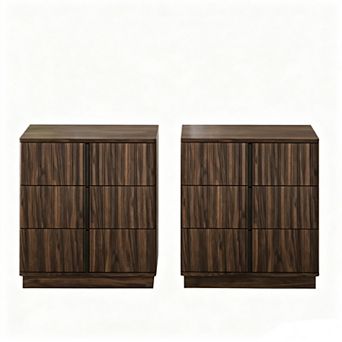 Trikiousd Retro Storage Nightstand 3 Drawer Cabinet Accent Side Table for Bedroom Living Room