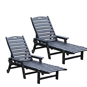 Trikiousd HDPE Outdoor Chaise Poolside Beach Backyard Lounge Chair