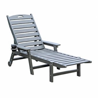 Trikiousd HDPE Outdoor Chaise Poolside Beach Backyard Lounge Chair