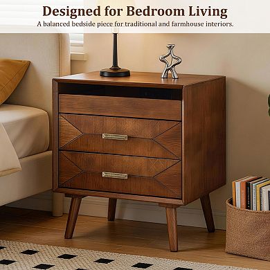 Trikiousd Mid Century Nightstand Bedside Table