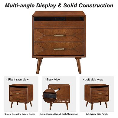 Trikiousd Mid Century Nightstand Bedside Table
