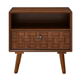 Trikiousd Small Nightstand Carved Geometric Drawer Cabinet