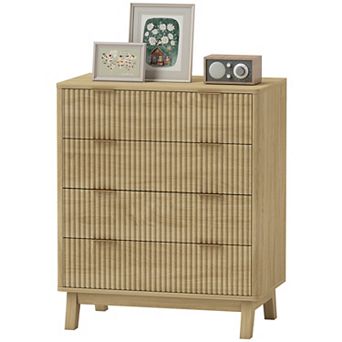 Trikiousd Bedroom Storage Nightstand 4 Drawers Dresser Chest of Drawers