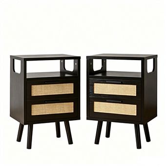Trikiousd Set of 2 Nightstands with 2 Drawers, Storage Bedside Table Cabinet for Bedroom