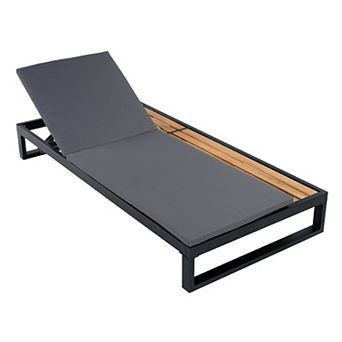 Trikiousd Outdoor Chaise Lounge Adjustable Recliner, 2-Fold Cushion Lounge Chair
