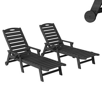 Trikiousd HDPE Outdoor Chaise Lounge Sunbathing Tanning Chair 5-level Reclining