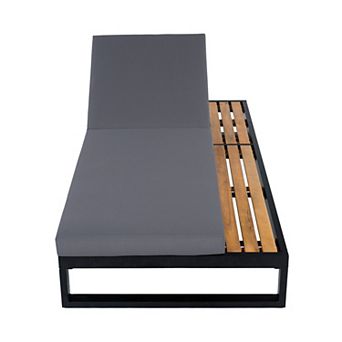 Trikiousd All-In-One Outdoor Chaise Lounge Poolside Recliner Chair with 2-Fold Cushion