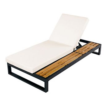 Trikiousd All-In-One Outdoor Chaise Lounge Poolside Recliner Chair with 2-Fold Cushion