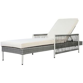 Trikiousd Outdoor All-Weather PE Rattan Chaise Lounge Chair