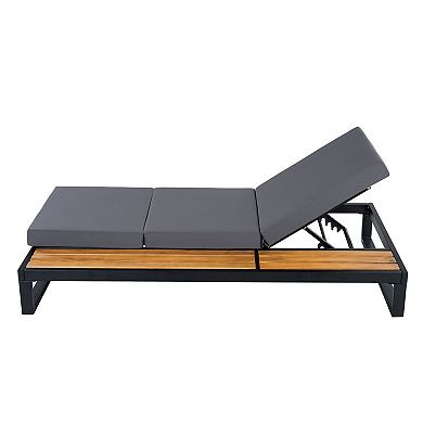 Trikiousd 3-Fold Cushion Chaise Lounge Chair, Adjustable Patio Chaise Recliner