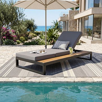 Trikiousd 3-Fold Cushion Chaise Lounge Chair, Adjustable Patio Chaise Recliner