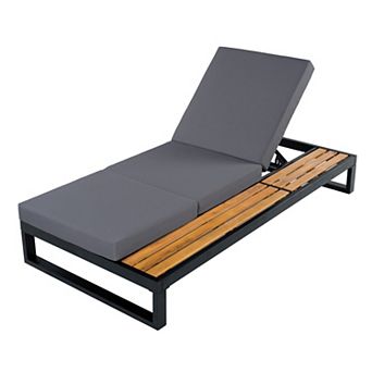 Trikiousd 3-Fold Cushion Chaise Lounge Chair, Adjustable Patio Chaise Recliner