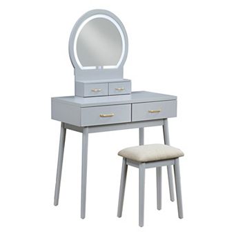 Trikiousd Makeup Vanity Dresser with Mirror and Stool