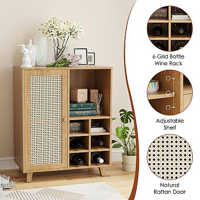 Trikiousd Buffet Sideboard Wine Bar Cabinet with Wine Racks