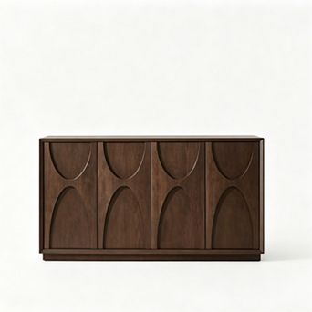 Trikiousd Carved Doors Sideboard Buffet Cabinet with Adjustable Shelves