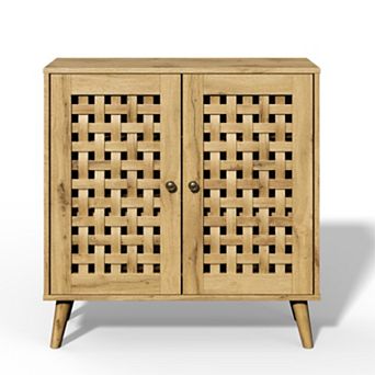 Trikiousd Buffet Cabinet Sideboard with Basket Weave Wooden Doors