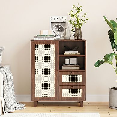 Trikiousd Rattan Buffet Cabinet Sideboard Cabinet for Living Room Kitchen Entryway
