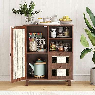 Trikiousd Rattan Buffet Cabinet Sideboard Cabinet for Living Room Kitchen Entryway