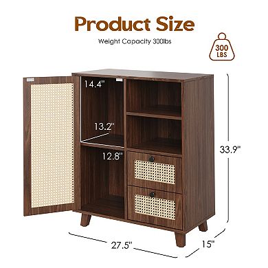 Trikiousd Rattan Buffet Cabinet Sideboard Cabinet for Living Room Kitchen Entryway
